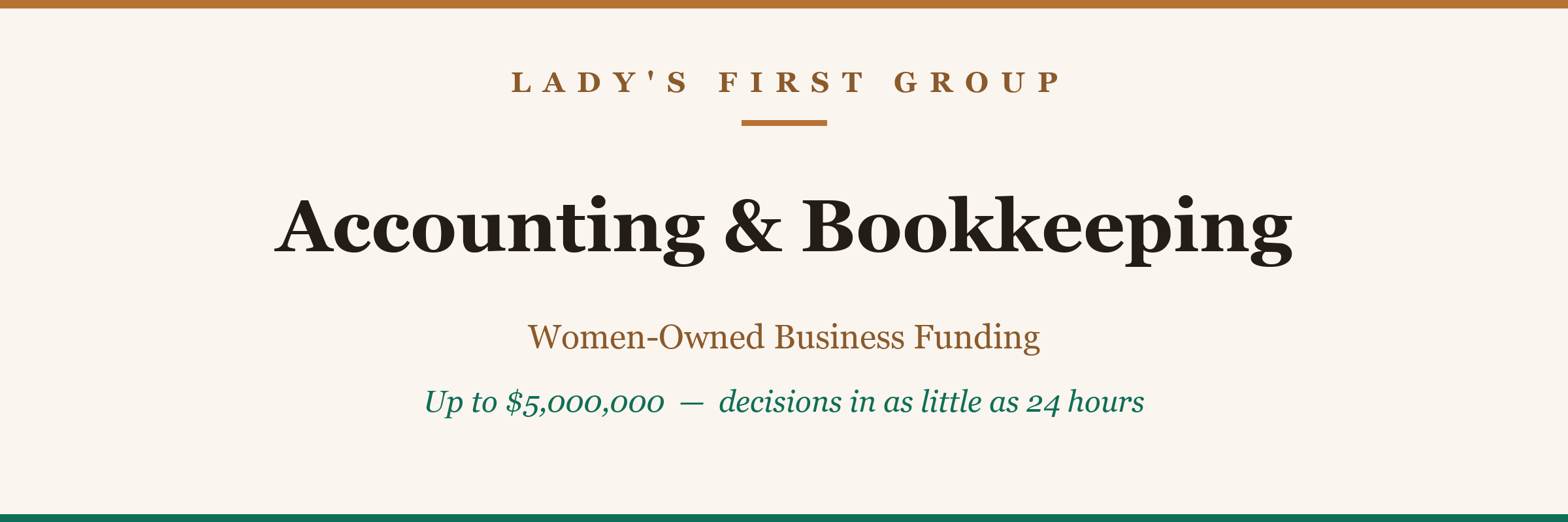 women-owned Accounting & Bookkeeping Firms business funding from Lady's First Group