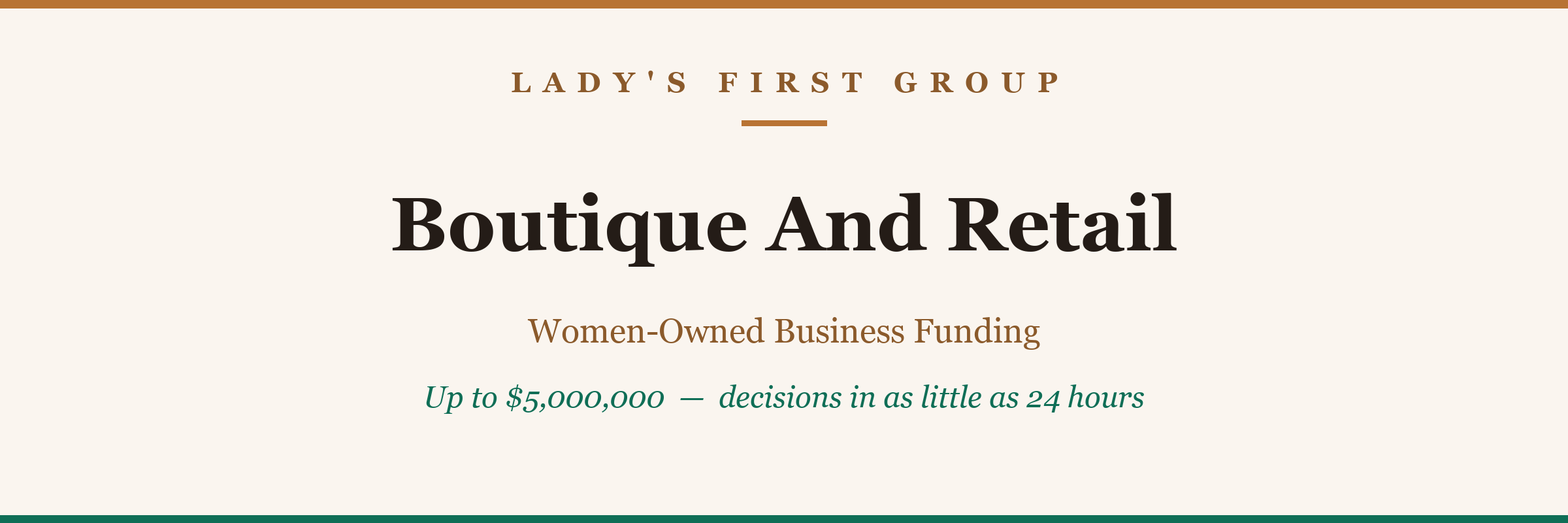 Boutique & Retail — women-owned business funding from Lady's First Group