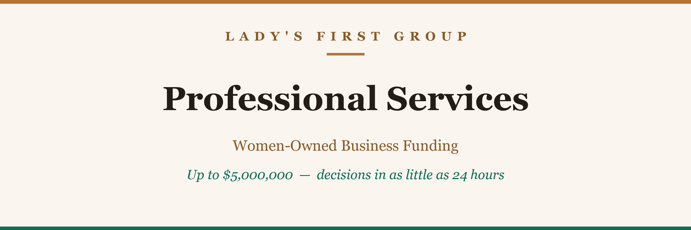 Professional Services — women-owned business funding from Lady's First Group
