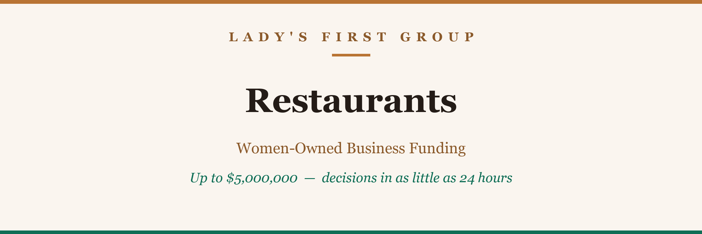 Restaurants & Food Service — women-owned business funding from Lady's First Group
